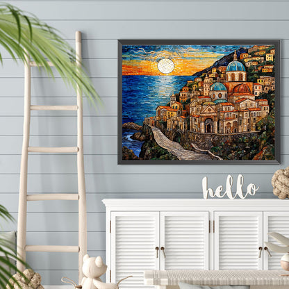 Coastal Town - Full Round Drill Diamond Painting 40*30CM