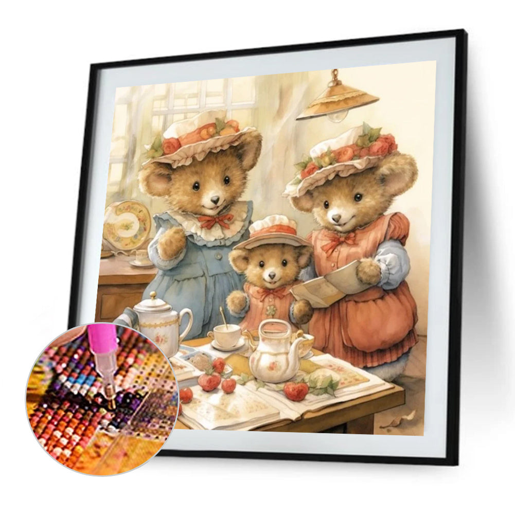 Bear Family - Full Round AB Drill Diamond Painting 30*30CM