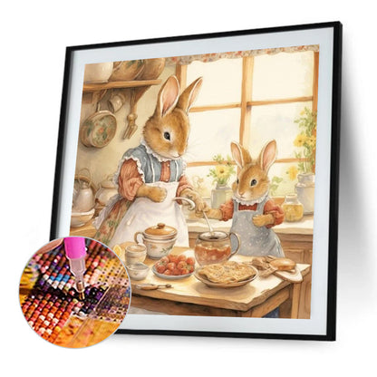 Bunny¡¯S Warm Family Time - Full Round AB Drill Diamond Painting 30*30CM