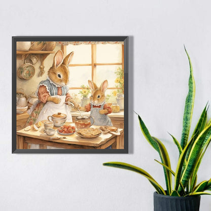 Bunny¡¯S Warm Family Time - Full Round AB Drill Diamond Painting 30*30CM