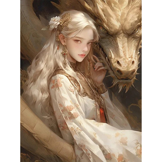 Dragon And Maiden - 11CT Stamped Cross Stitch 50*65CM
