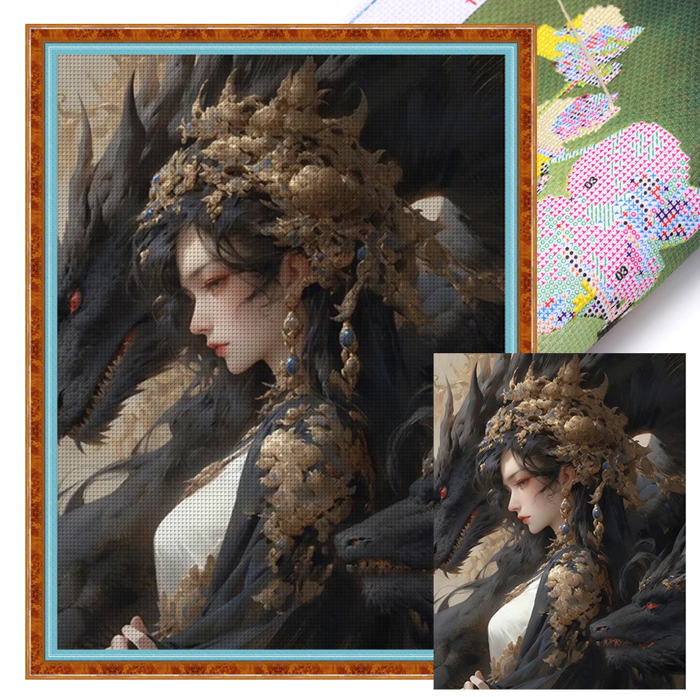 Dragon And Maiden - 11CT Stamped Cross Stitch 50*65CM