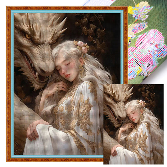 Dragon And Maiden - 11CT Stamped Cross Stitch 50*65CM
