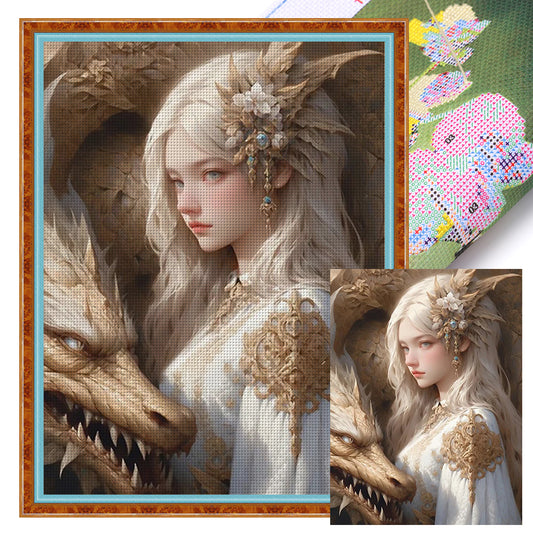 Dragon And Maiden - 11CT Stamped Cross Stitch 50*65CM