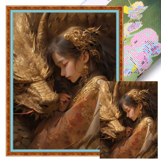 Dragon And Maiden - 11CT Stamped Cross Stitch 50*65CM