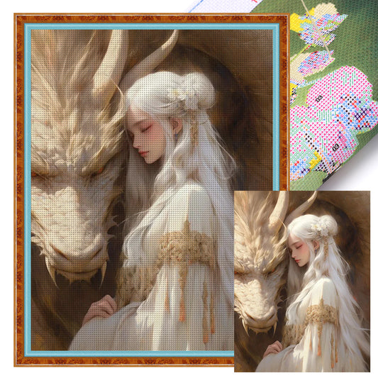 Dragon And Maiden - 11CT Stamped Cross Stitch 50*65CM