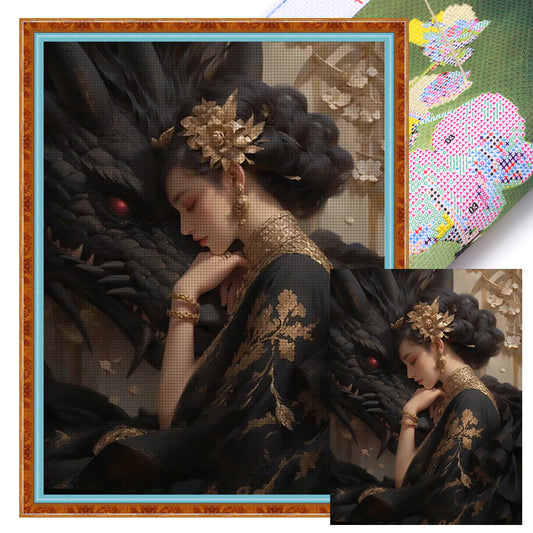 Dragon And Maiden - 11CT Stamped Cross Stitch 50*65CM