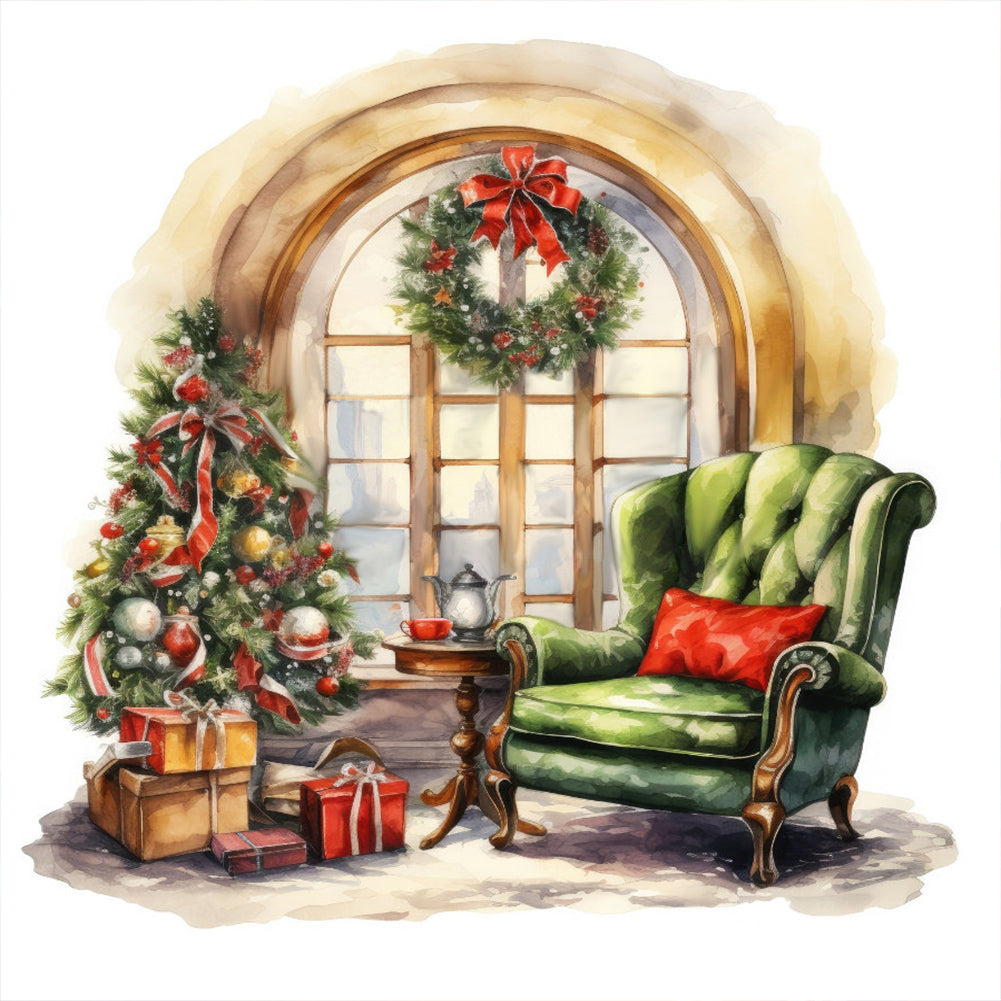 Christmas Atmosphere Cabin - Full Round Drill Diamond Painting 30*30CM