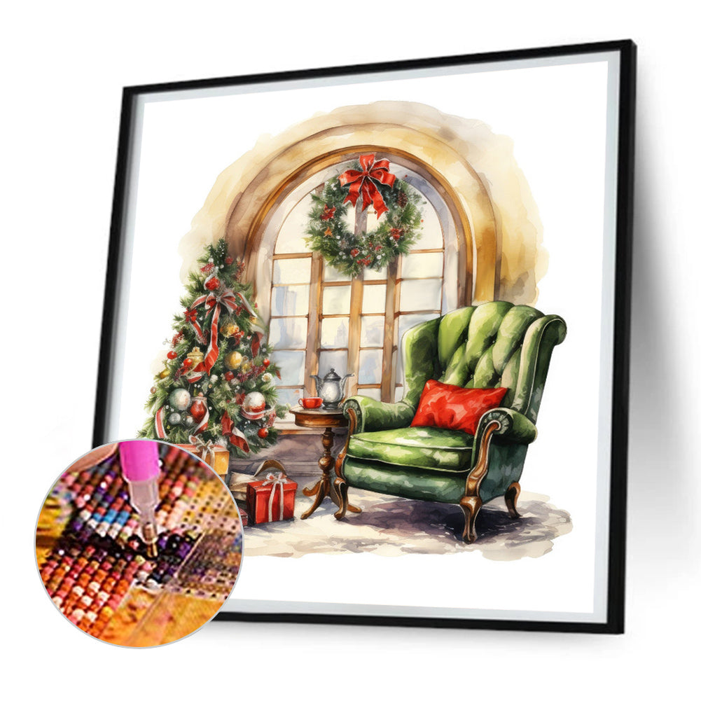 Christmas Atmosphere Cabin - Full Round Drill Diamond Painting 30*30CM