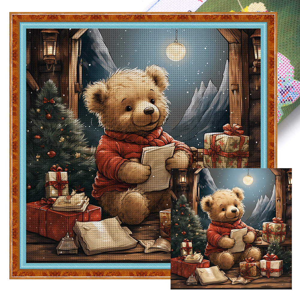 Christmas Bear - 11CT Stamped Cross Stitch 40*40CM