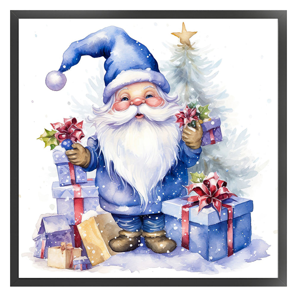 Blue Santa Claus - 11CT Stamped Cross Stitch 50*50CM