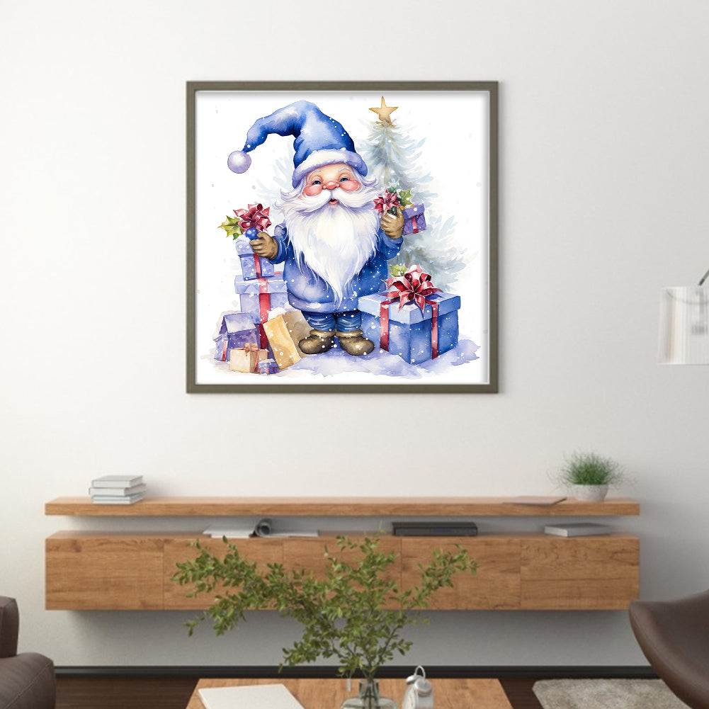 Blue Santa Claus - 11CT Stamped Cross Stitch 50*50CM