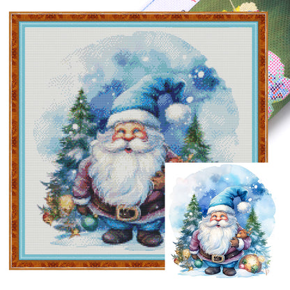 Blue Santa Claus - 11CT Stamped Cross Stitch 50*50CM