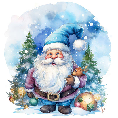 Blue Santa Claus - 11CT Stamped Cross Stitch 50*50CM