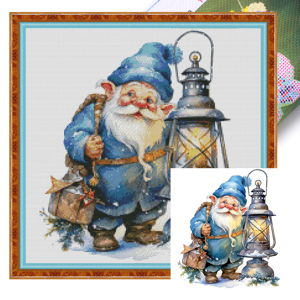 Blue Santa Claus - 11CT Stamped Cross Stitch 50*50CM