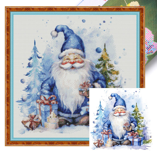 Blue Santa Claus - 11CT Stamped Cross Stitch 50*50CM