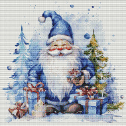 Blue Santa Claus - 11CT Stamped Cross Stitch 50*50CM