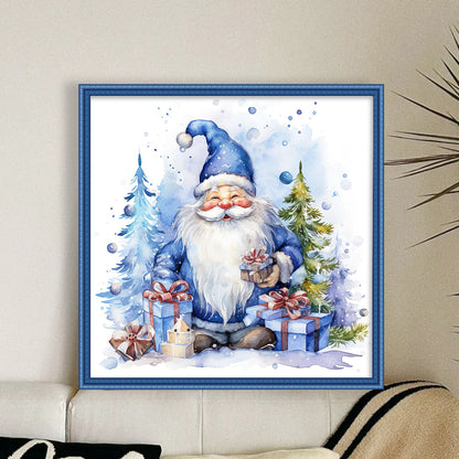 Blue Santa Claus - 11CT Stamped Cross Stitch 50*50CM