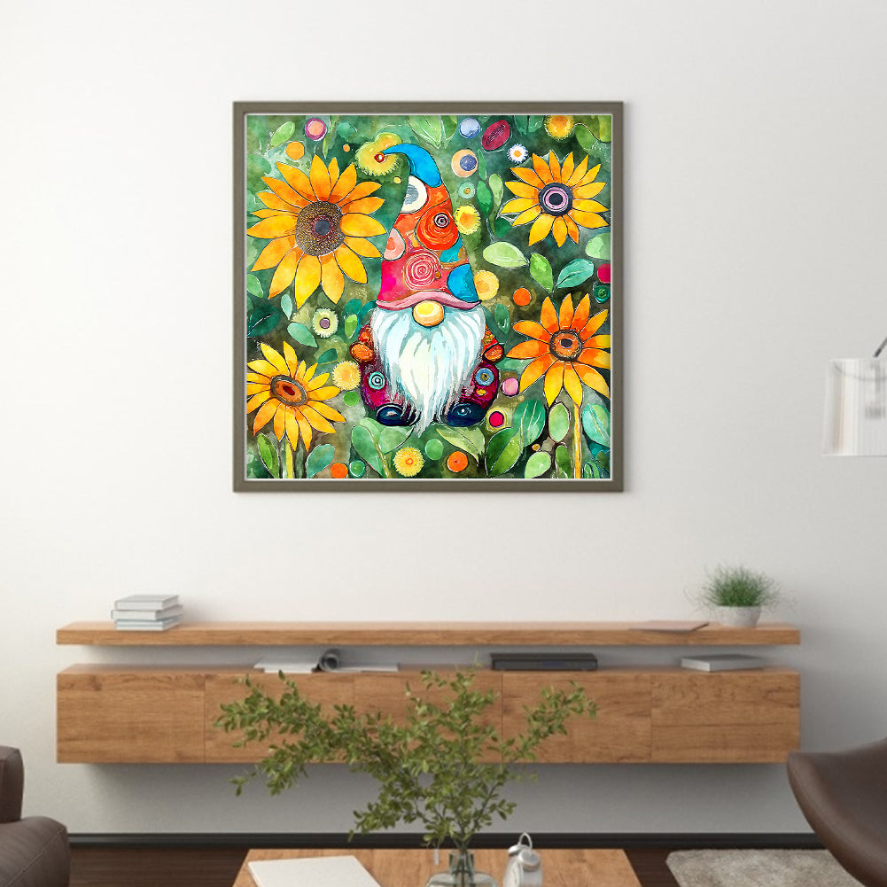 Goblin In The Flowers - 11CT Stamped Cross Stitch 50*50CM