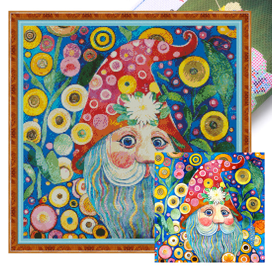 Goblin In The Flowers - 11CT Stamped Cross Stitch 50*50CM