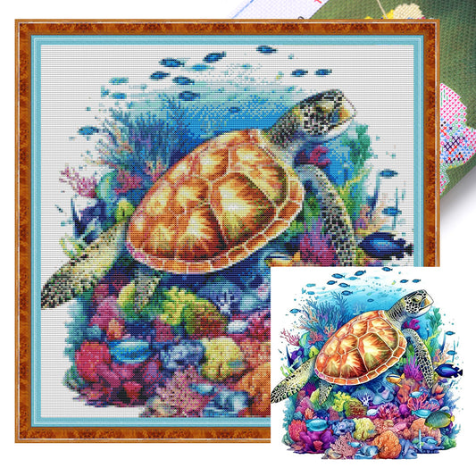 Sea Turtle - 14CT Stamped Cross Stitch 40*40CM