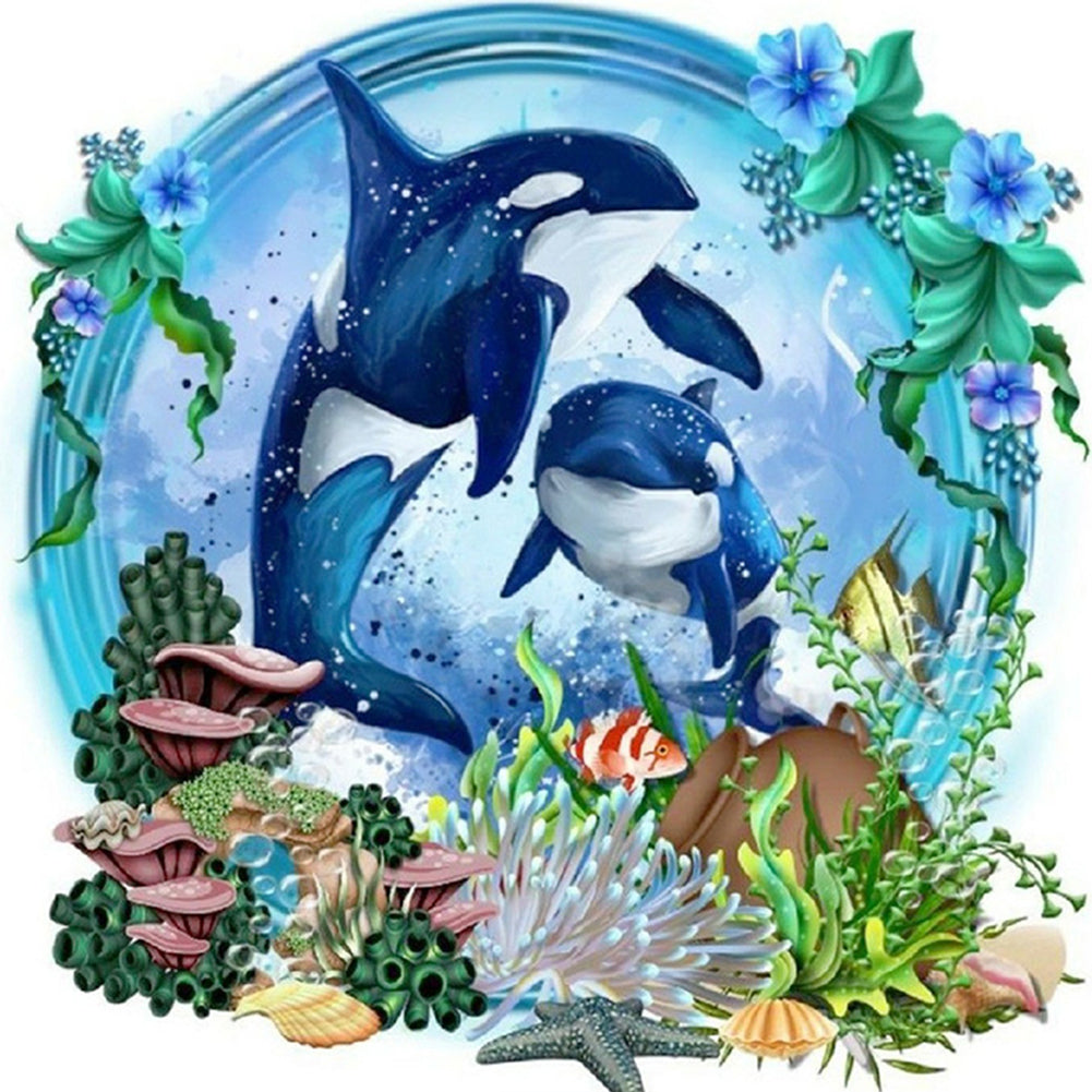 Dolphin - 14CT Stamped Cross Stitch 40*40CM