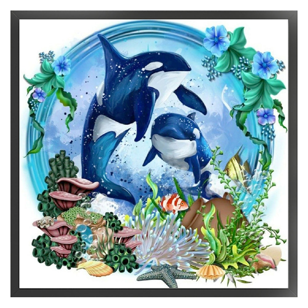 Dolphin - 14CT Stamped Cross Stitch 40*40CM