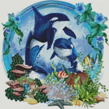 Dolphin - 14CT Stamped Cross Stitch 40*40CM