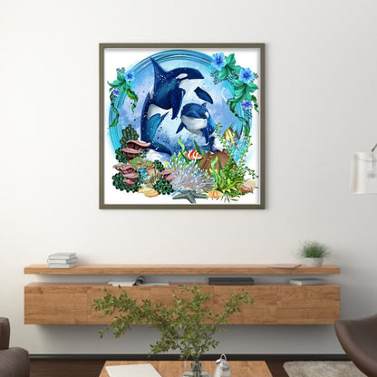 Dolphin - 14CT Stamped Cross Stitch 40*40CM