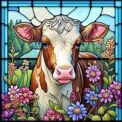 Glass Painting-Cow - 14CT Stamped Cross Stitch 40*40CM