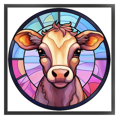 Glass Painting-Cow - 18CT Stamped Cross Stitch 20*20CM