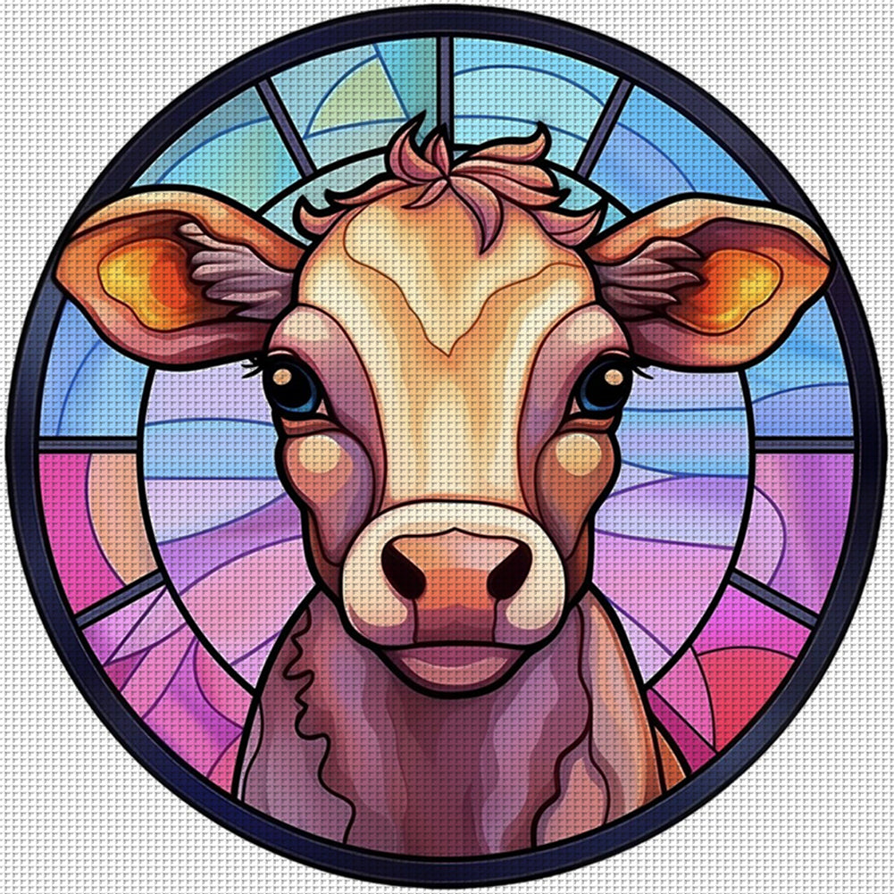 Glass Painting-Cow - 18CT Stamped Cross Stitch 20*20CM