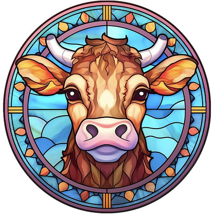 Glass Painting-Cow - 18CT Stamped Cross Stitch 20*20CM