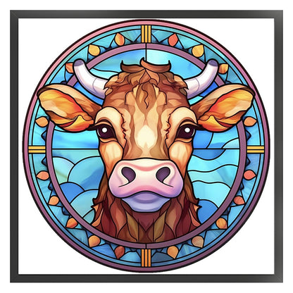 Glass Painting-Cow - 18CT Stamped Cross Stitch 20*20CM