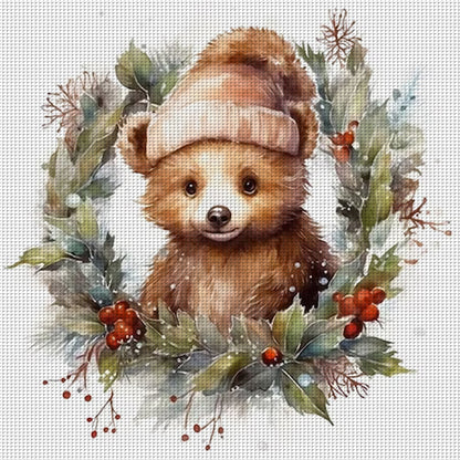 Christmas Bear - 18CT Stamped Cross Stitch 30*30CM