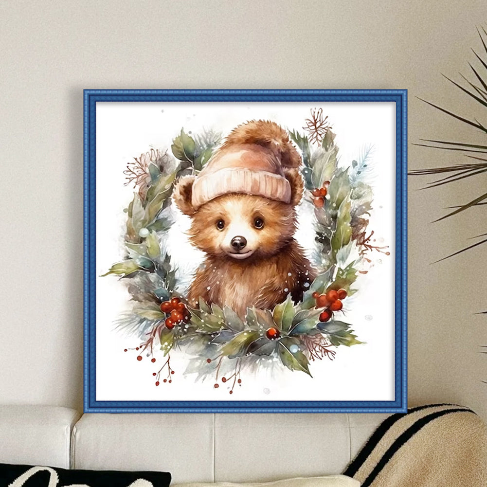 Christmas Bear - 18CT Stamped Cross Stitch 30*30CM