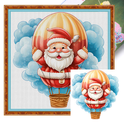 Hot Air Balloon Santa - 18CT Stamped Cross Stitch 20*20CM