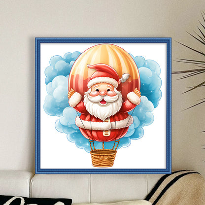 Hot Air Balloon Santa - 18CT Stamped Cross Stitch 20*20CM