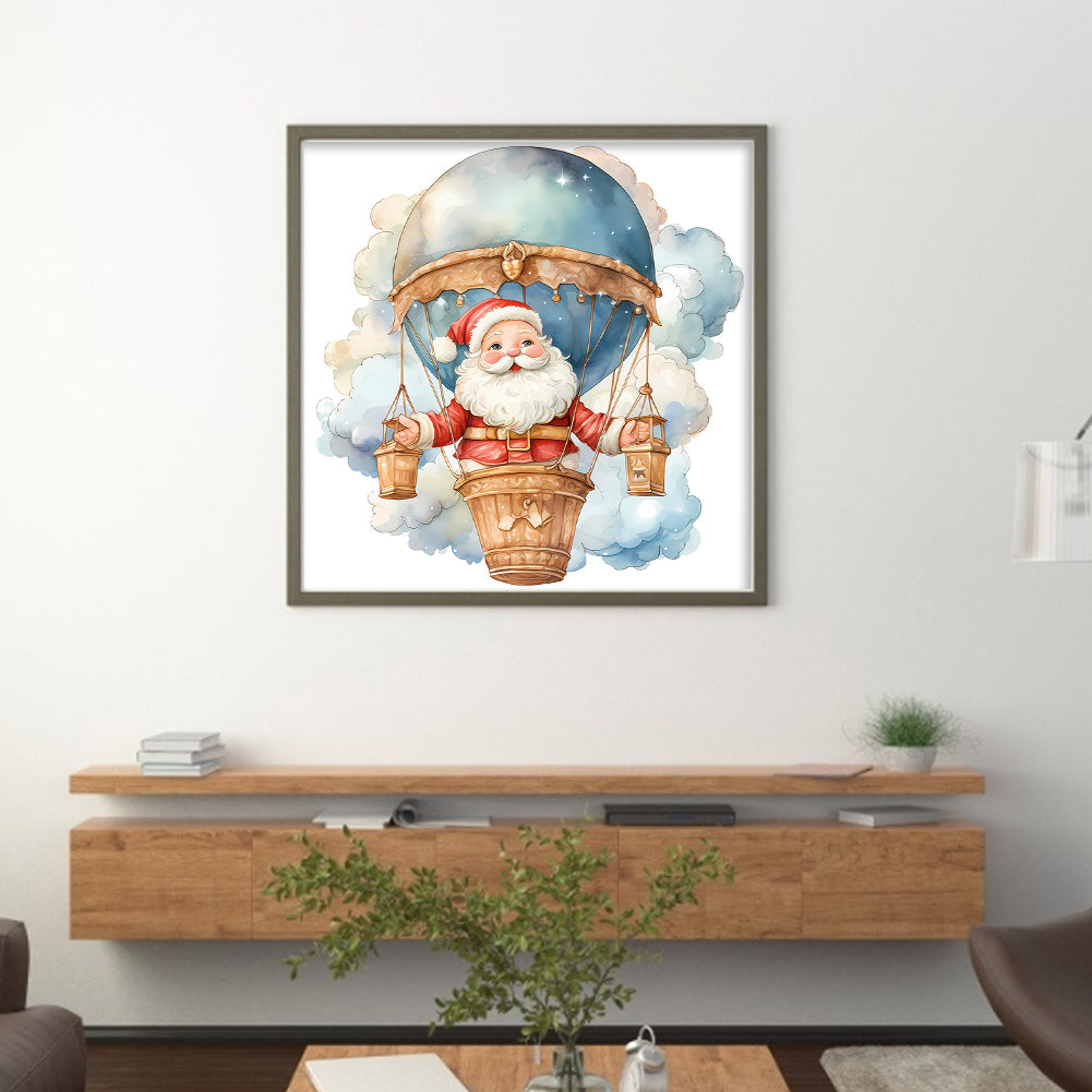 Hot Air Balloon Santa - 18CT Stamped Cross Stitch 20*20CM