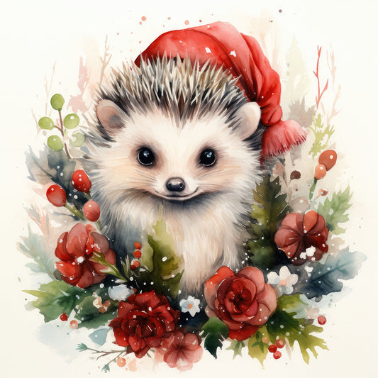 Christmas Winter Hedgehog - Full Round Drill Diamond Painting 30*30CM