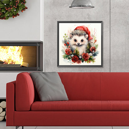 Christmas Winter Hedgehog - Full Round Drill Diamond Painting 30*30CM