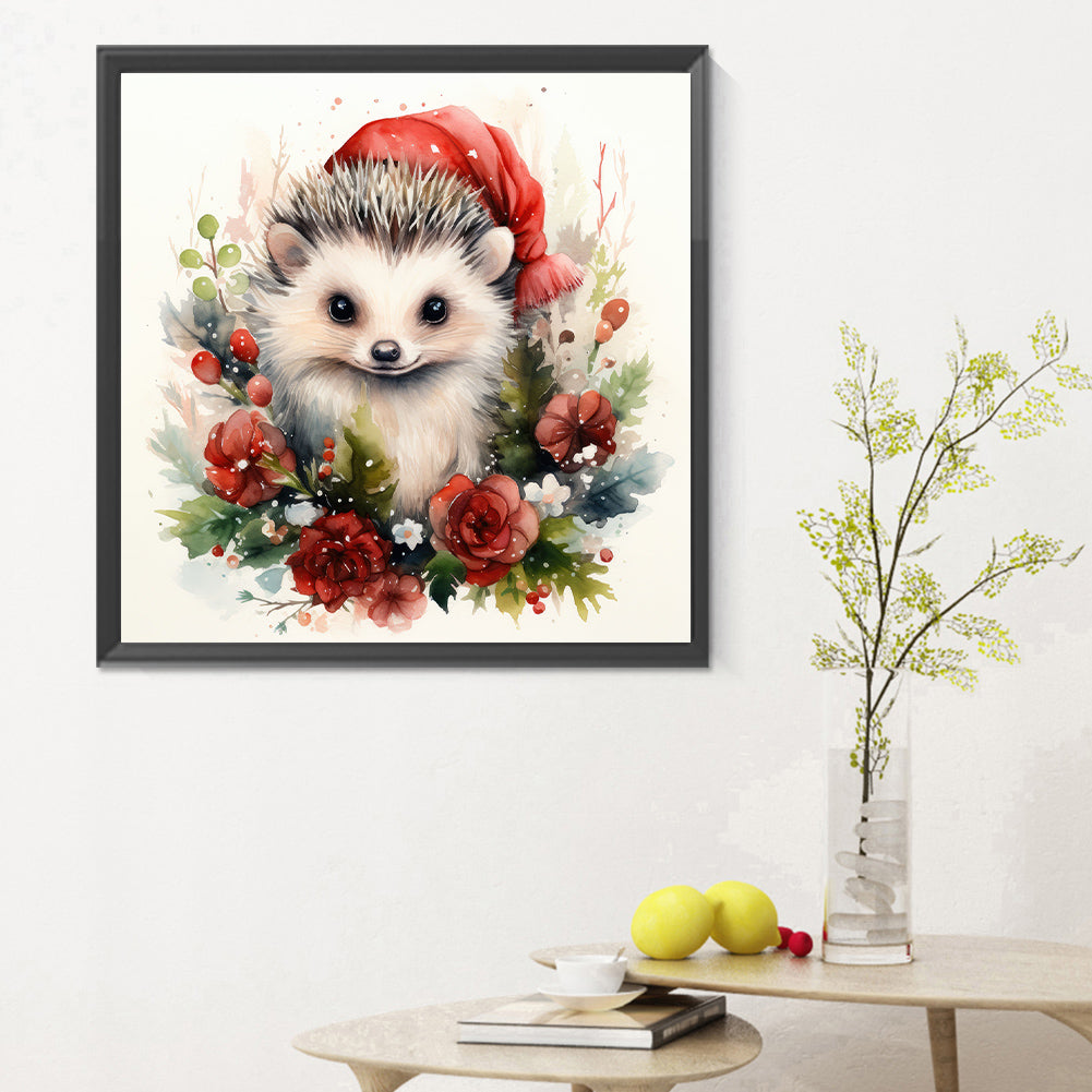 Christmas Winter Hedgehog - Full Round Drill Diamond Painting 30*30CM