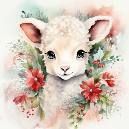 Christmas Winter Sheep - Full Round Drill Diamond Painting 30*30CM