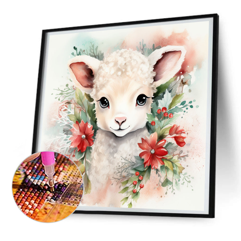 Christmas Winter Sheep - Full Round Drill Diamond Painting 30*30CM