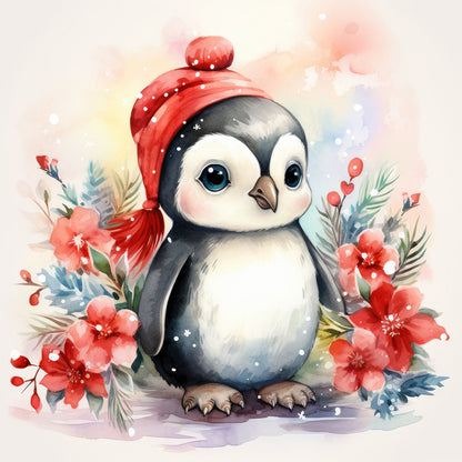 Christmas Winter Penguin - Full Round Drill Diamond Painting 30*30CM