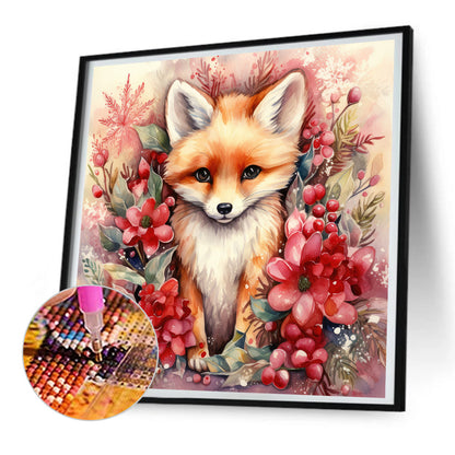 Christmas Winter Fox - Full Round Drill Diamond Painting 30*30CM