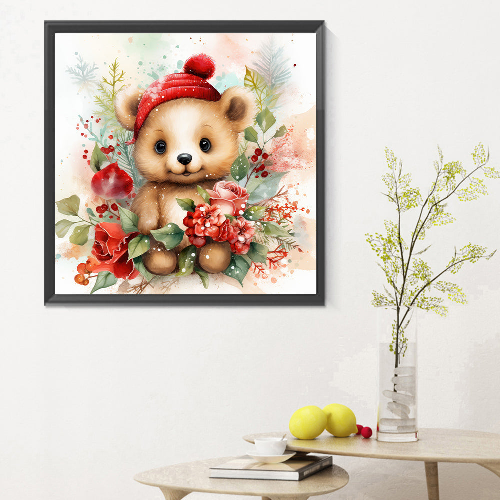 Christmas Winter Bear - Full Round Drill Diamond Painting 30*30CM