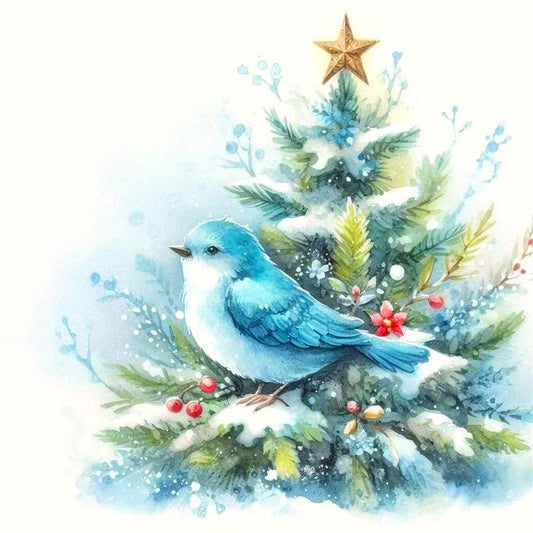 Christmas Winter Bird - Full Round Drill Diamond Painting 30*30CM