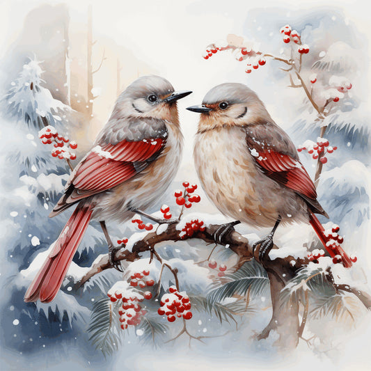 Christmas Winter Birds - Full Round Drill Diamond Painting 30*30CM