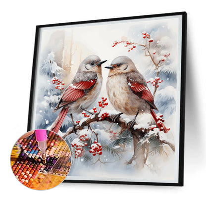 Christmas Winter Birds - Full Round Drill Diamond Painting 30*30CM